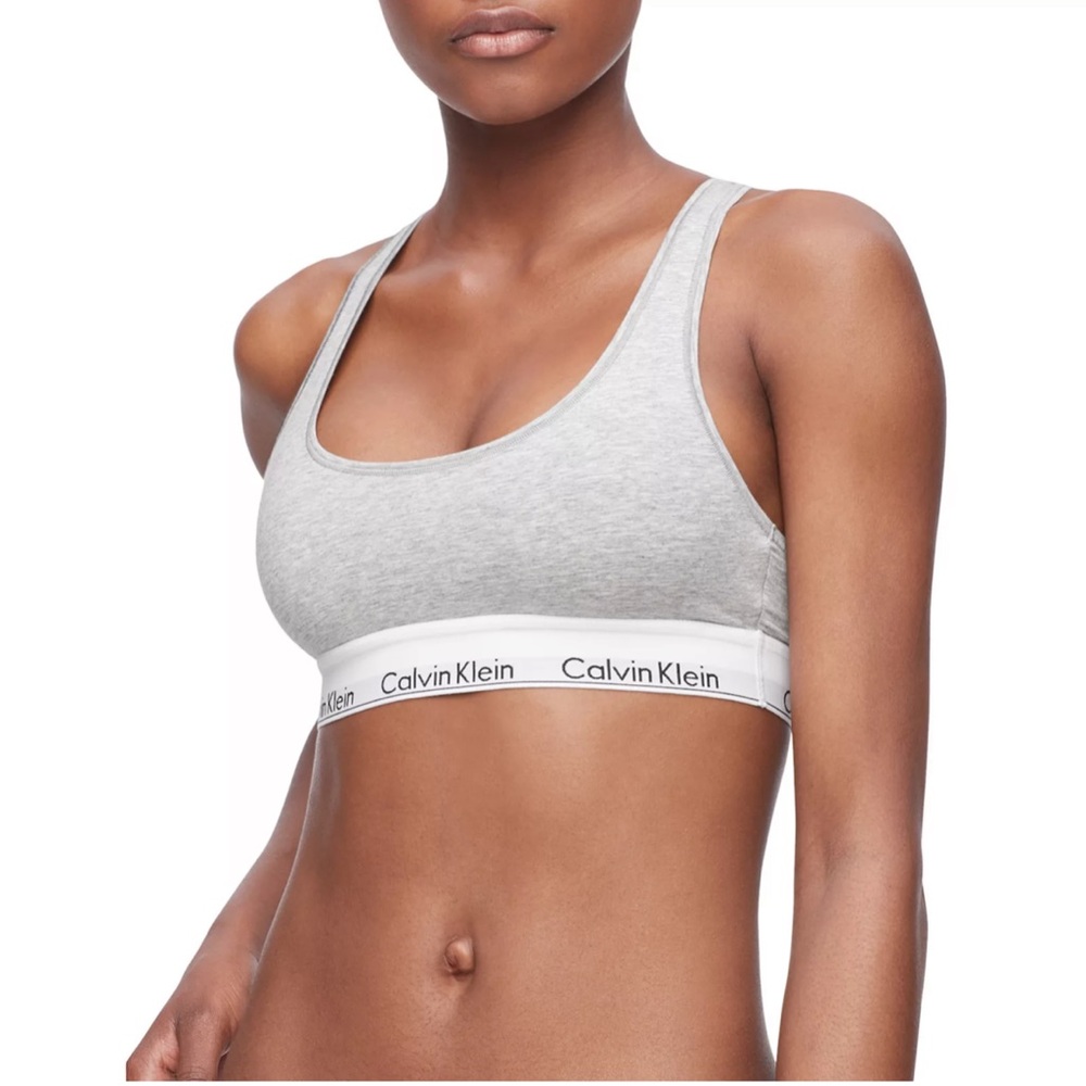 Calvin Klein Light Gray Cotton Bralette and Boyshorts